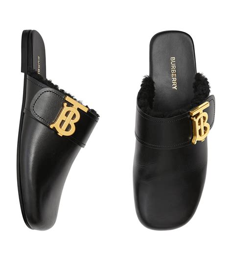 burberry leather slippers.